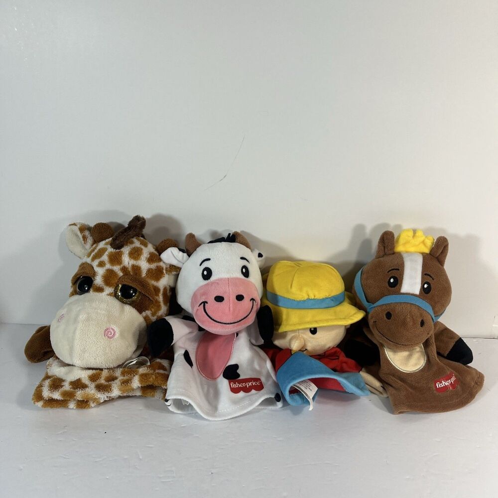 Melissa & Doug Hand Puppet Lot Of 4 Barn Animal People Lion